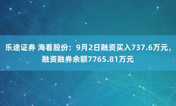 乐途证券 海看股份：9月2日融资买入737.6万元，融资融券余额7765.81万元